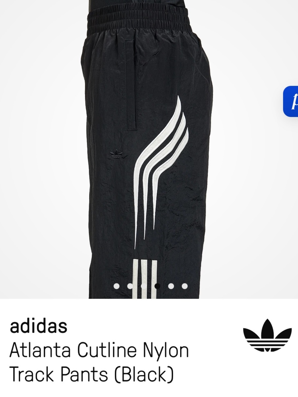 adidas Wide-Leg Atlanta Cut Line Track Pants in Black - Picture 8 of 13
